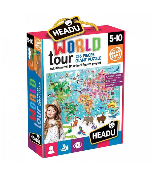 immagine-1-world-tour-puzzle-gigante-con-216-pezzi-e-25-pezzi-animali-3d-ean-8059591420898